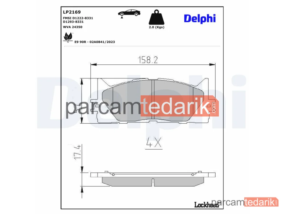LP2169 | Fren Balatası — Lexus ES, Toyota CAMRY, Toyota CAMRY Sedan