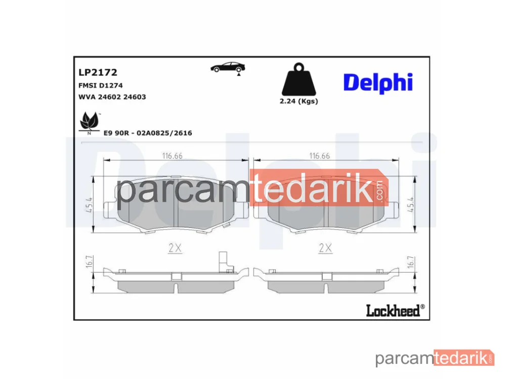DELPHI LP2172 | Fren Balatası — Dodge Nitro, Jeep Cherokee, Jeep Compass
