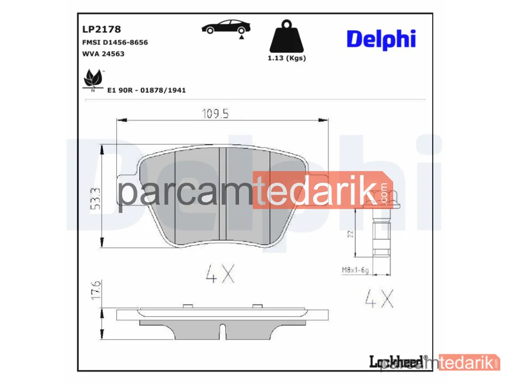 DELPHI LP2178 | Fren Balatası — Audi A1, Audi A1 Sportback, Audi A3