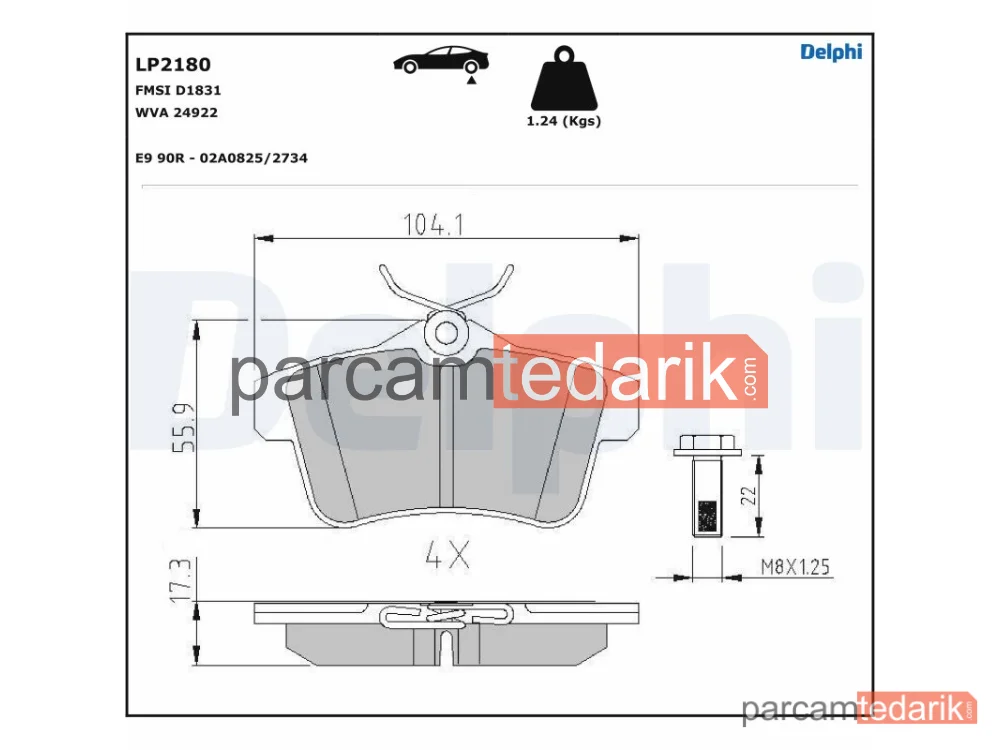 DELPHI LP2180 | Fren Balatası — Citroën C4 II, Citroën C4 II Kasa/eğik Arka, Citroën DS4