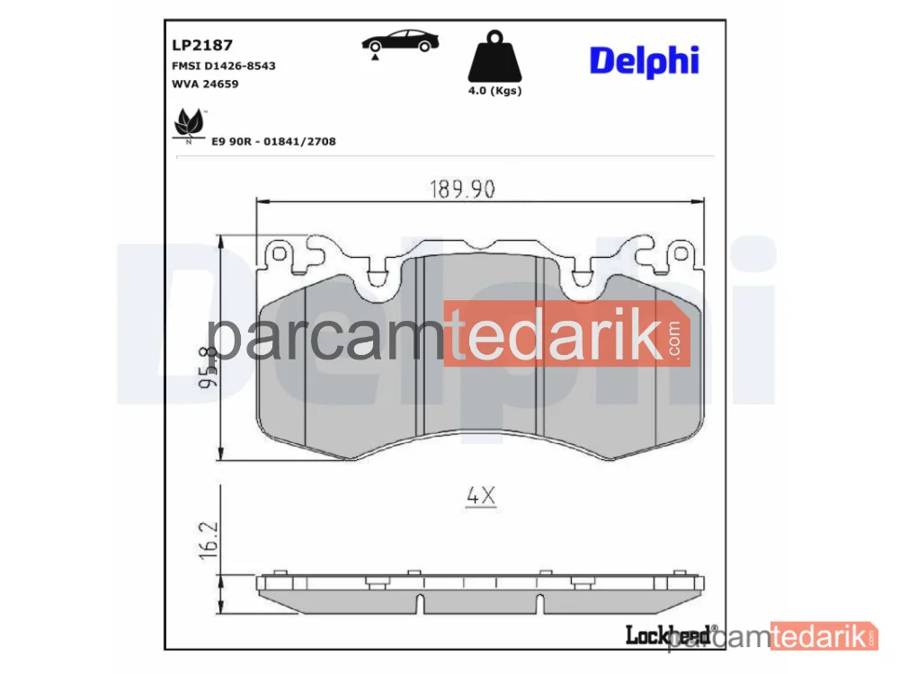 DELPHI LP2187 | Fren Balatası — Land Rover Defender Station Wagon, Land Rover Defender Van, Land Rover Discovery V