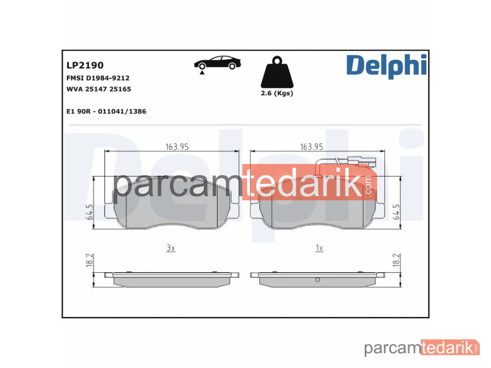 Fren Balatası — Nissan Kubistar Panelvan/Van, Nissan NV400 Minibüs/Otobüs, Nissan NV400 Panelvan/Van - LP2190