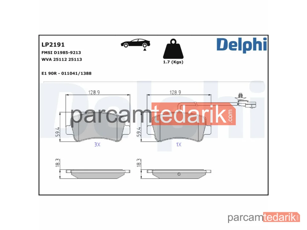 Fren Balatası — Nissan NV400 Minibüs/Otobüs, Nissan NV400 Panelvan/Van, Nissan NV400 Platform şasi - LP2191