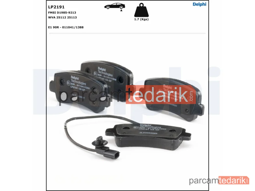 DELPHI LP2191 | Fren Balatası — Nissan NV400 Minibüs/Otobüs, Nissan NV400 Panelvan/Van, Nissan NV400 Platform şasi