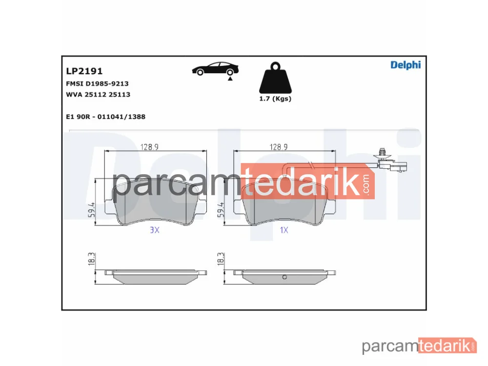 DELPHI LP2191 | Fren Balatası — Nissan NV400 Minibüs/Otobüs, Nissan NV400 Panelvan/Van, Nissan NV400 Platform şasi