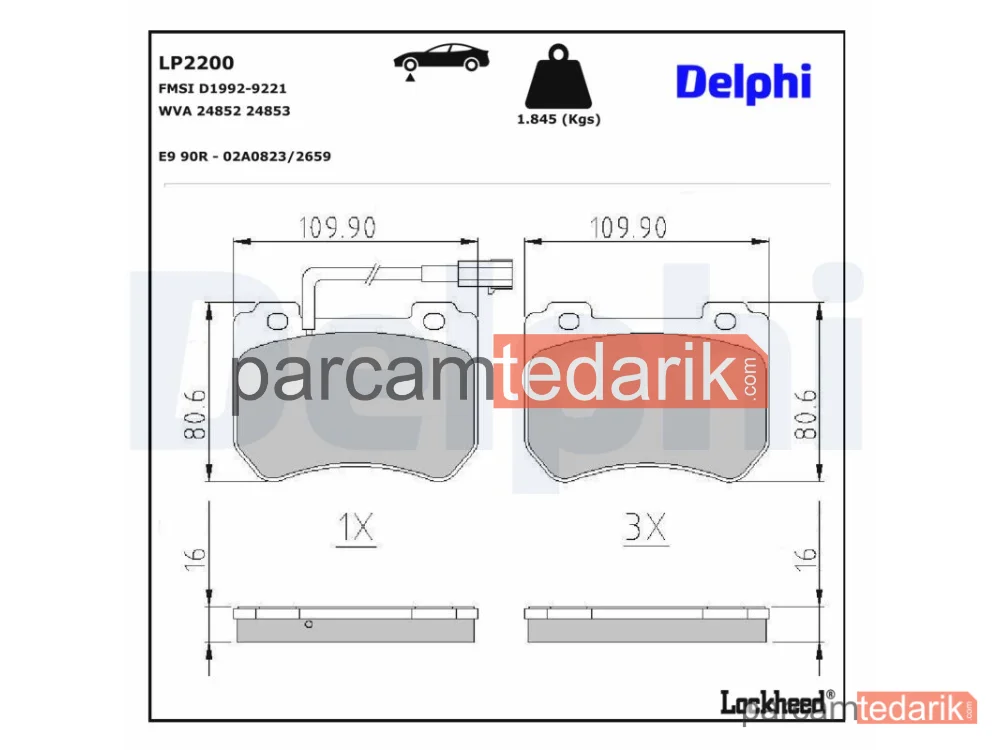 LP2200 | Fren Balatası — Alfa Romeo 159, Alfa Romeo 159 Sportwagon, Alfa Romeo Brera