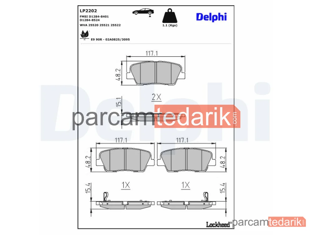 DELPHI LP2202 | Fren Balatası — Hyundai Genesis, Hyundai Genesis Coupe, Hyundai GRAND Santa FÉ