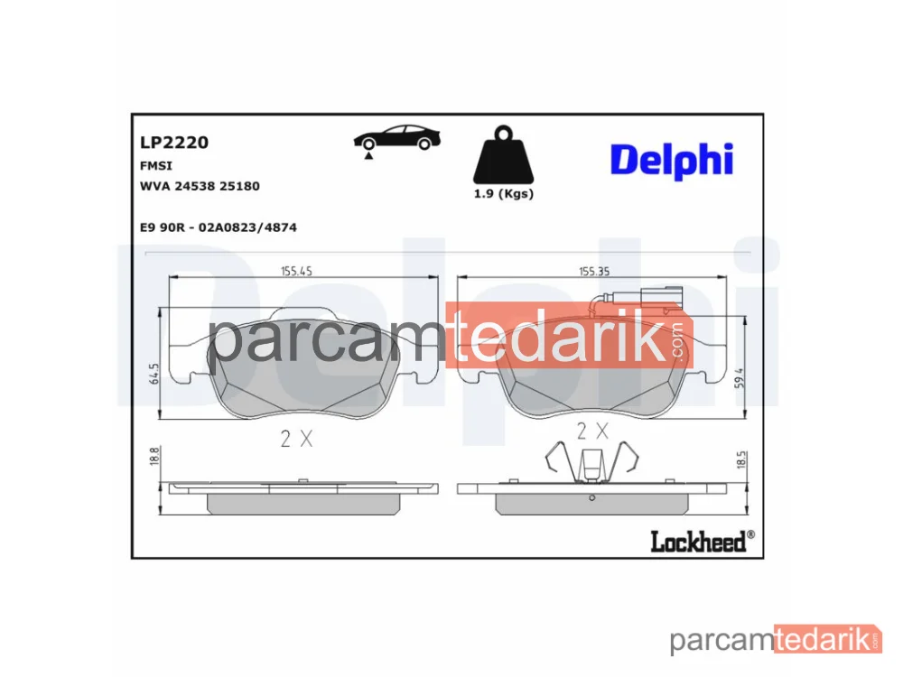 DELPHI LP2220 | Fren Balatası — Alfa Romeo Giulietta