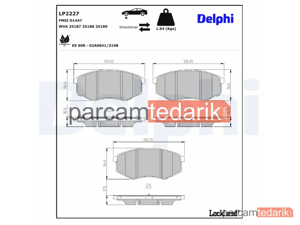 DELPHI LP2227 | Fren Balatası — Hyundai ix20, Hyundai Sonata V, Hyundai Sonata VI