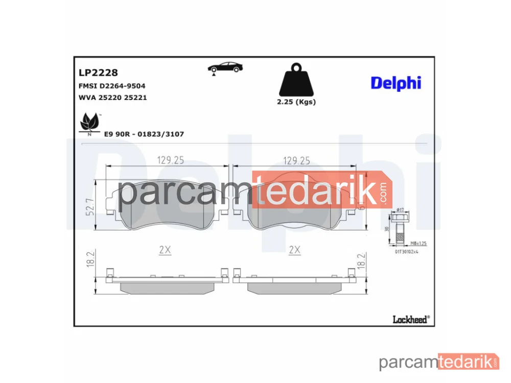 DELPHI LP2228 | Fren Balatası — Citroën C4 II, Citroën C4 II Kasa/eğik Arka, Citroën DS4