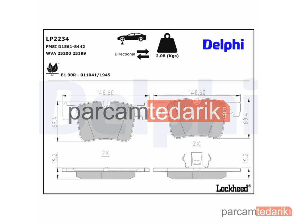 DELPHI LP2234 | Fren Balatası — BMW 1, BMW 2 Cabrio, BMW 2 Coupe