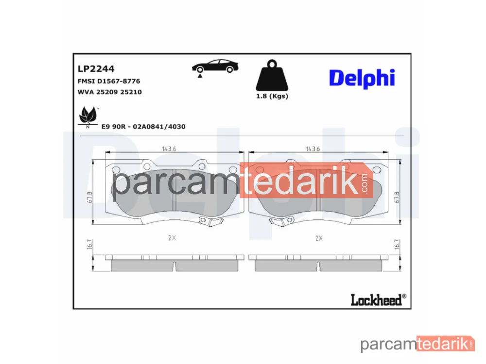 DELPHI LP2244 | Fren Balatası — Toyota Hilux VII Pick-up