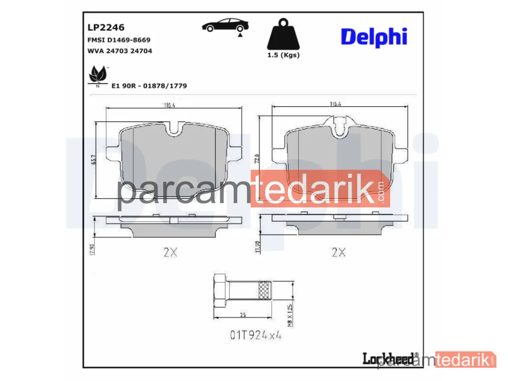 DELPHI LP2246 | Fren Balatası — BMW 3, BMW 4 Coupe, BMW 5