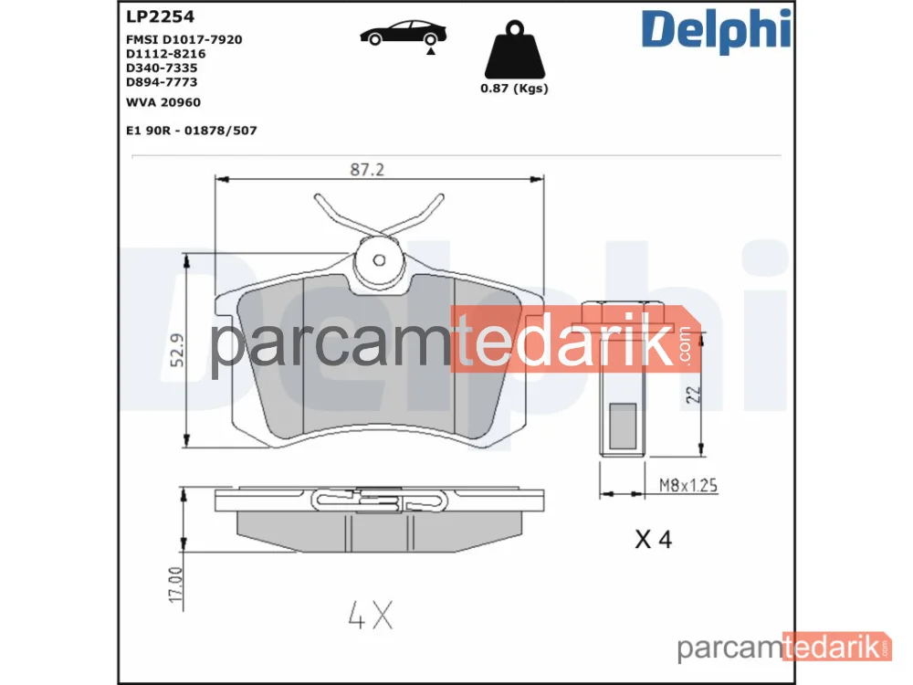 Fren Balatası — Audi A1, Audi A1 City Carver, Audi A1 Sportback - LP2254