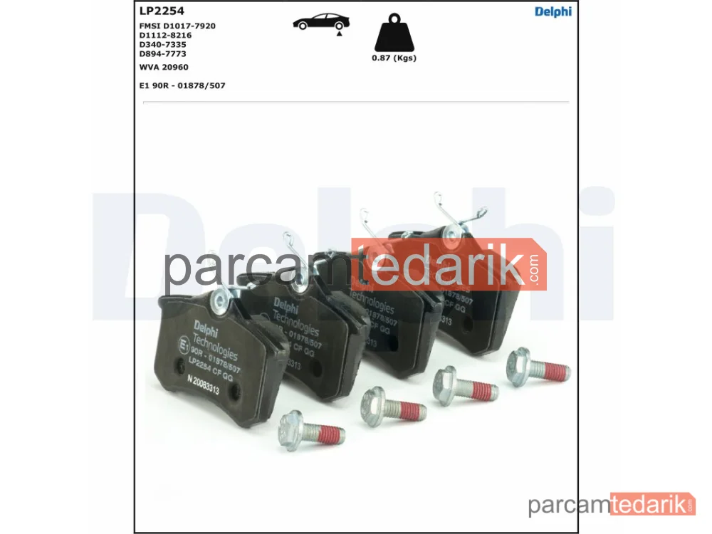 DELPHI LP2254 | Fren Balatası — Audi A1, Audi A1 City Carver, Audi A1 Sportback