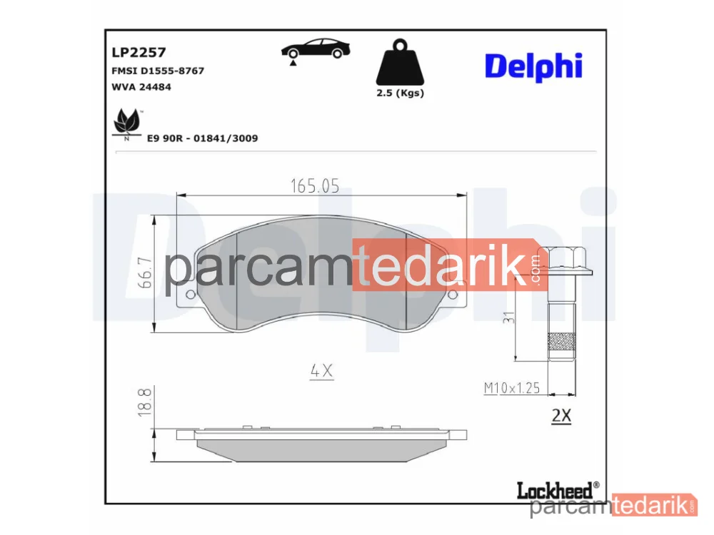 DELPHI LP2257 | Fren Balatası — VW Amarok, VW Amarok Platform şasi