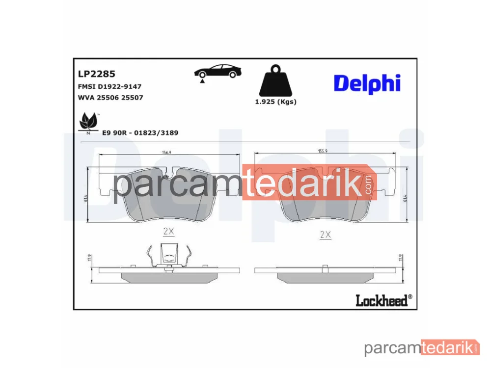 DELPHI LP2285 | Fren Balatası — BMW 1, BMW 3, BMW 3 Gran Turismo