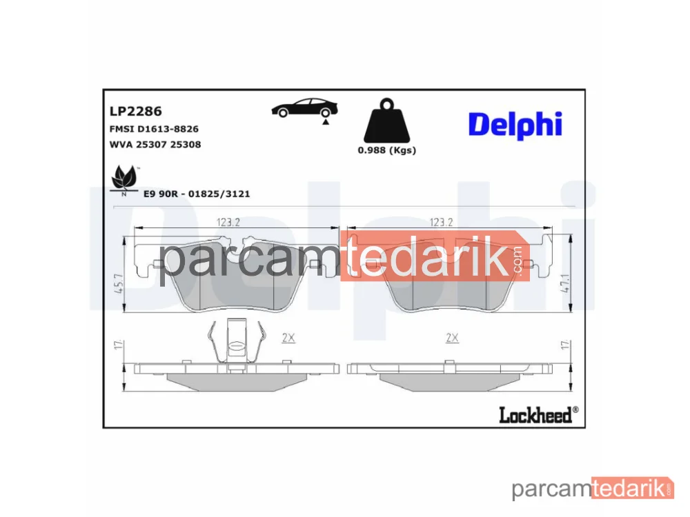 DELPHI LP2286 | Fren Balatası — BMW 1, BMW 2 Cabrio, BMW 2 Coupe