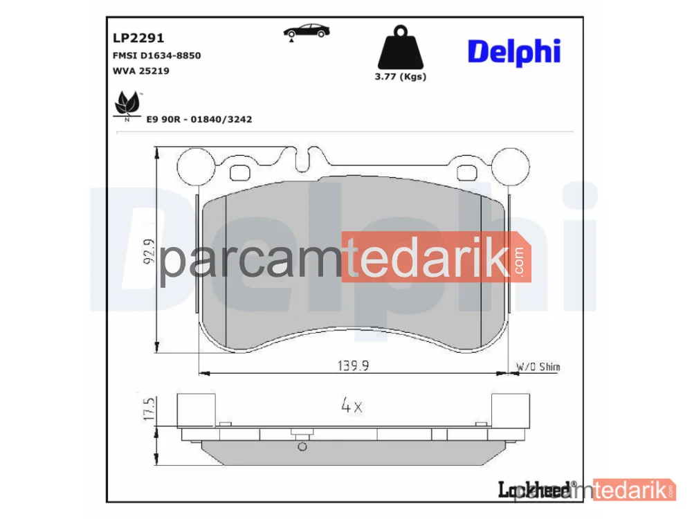 LP2291 | Fren Balatası — Mercedes-Benz CLS, Mercedes-Benz E-Serisi, Mercedes-Benz E-Serisi T-Model