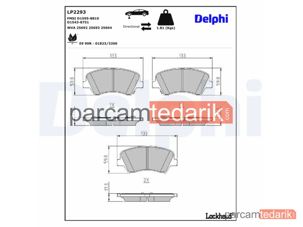 DELPHI LP2293 | Fren Balatası — Hyundai i30, Hyundai i30 Coupe, Hyundai i30 Station wagon