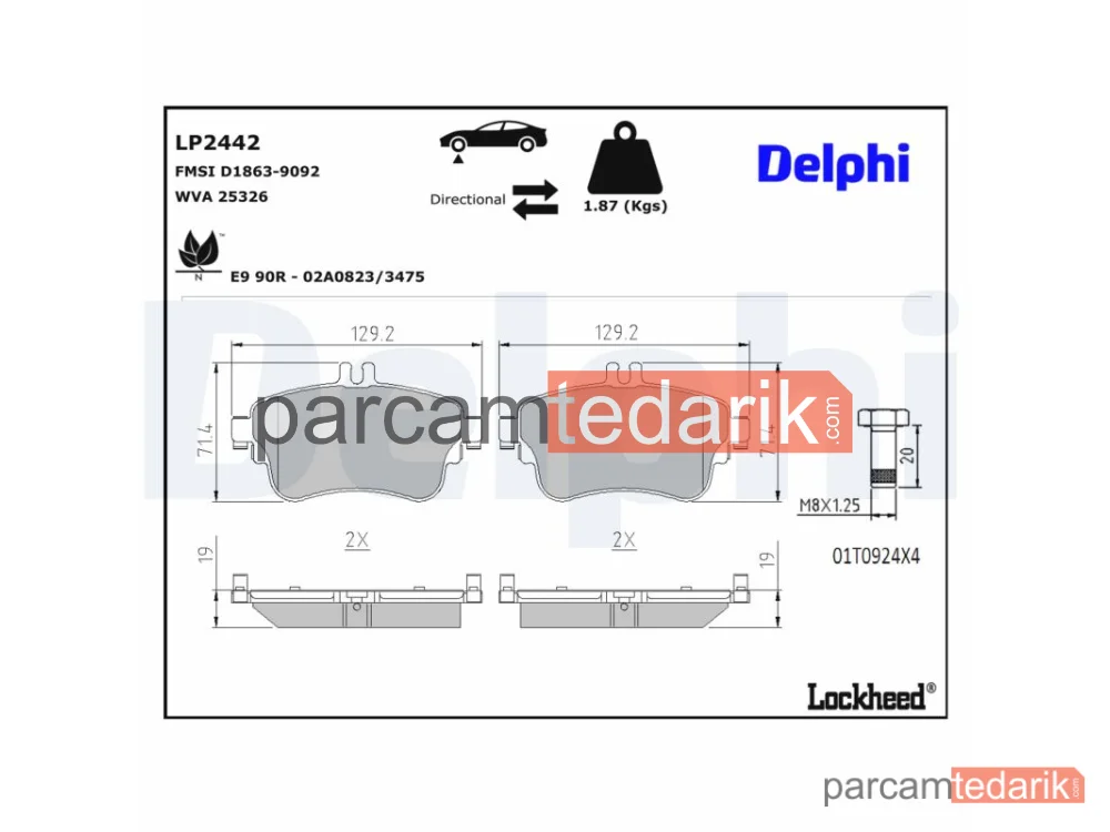 DELPHI LP2442 | Fren Balatası — Mercedes-Benz A-Serisi, Mercedes-Benz B-Serisi Sports Tourer, Mercedes-Benz CLA Coupe