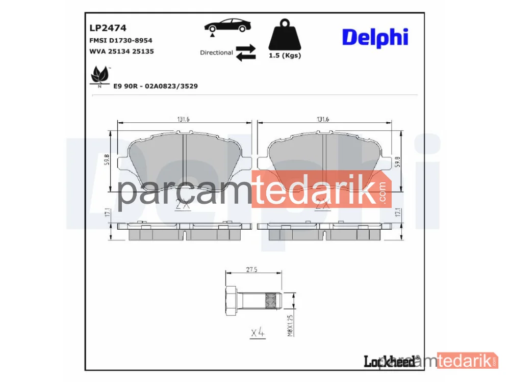 DELPHI LP2474 | Fren Balatası — Ford B-Max, Ford B-Max Van, Ford Fiesta VI
