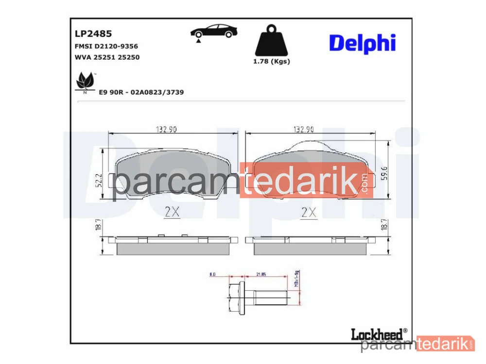 DELPHI LP2485 | Fren Balatası — Citroën C4 Cactus, Citroën C4 Cactus Van, Citroën C-Elysee
