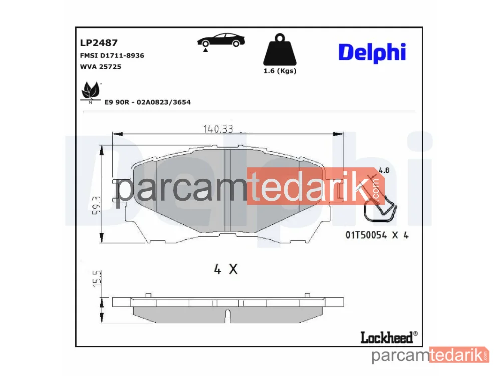 DELPHI LP2487 | Fren Balatası — Mazda 6 Sedan, Mazda 6 Station wagon