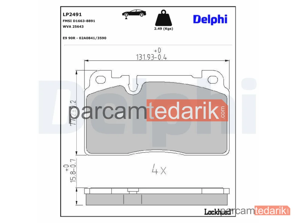 DELPHI LP2491 | Fren Balatası — Audi Q5