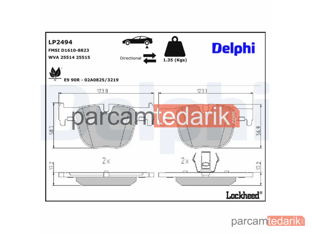 DELPHI LP2494 | Fren Balatası — BMW 3, BMW 3 Gran Turismo, BMW 3 Touring