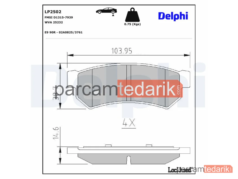 LP2502 | Fren Balatası — Chevrolet Lacetti, Chevrolet Lacetti Sedan, Chevrolet Lacetti Station wagon
