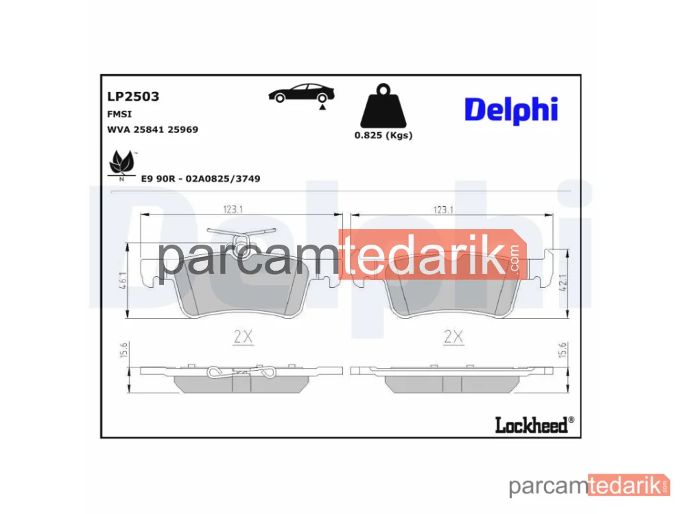 DELPHI LP2503 | Fren Balatası — Citroën Berlingo, Citroën Berlingo Kasa/büyük limuzin, Peugeot 308 II