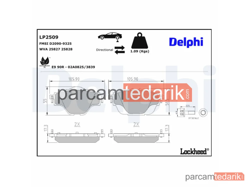 DELPHI LP2509 | Fren Balatası — Citroën C4 GRAND Picasso II, Citroën C4 II, Citroën C4 Picasso I MPV