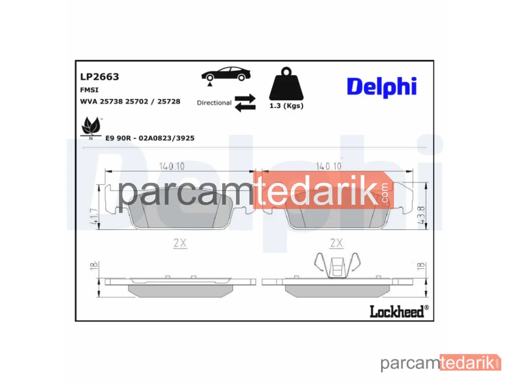 DELPHI LP2663 | Fren Balatası — Dacia Sandero, Dacia Sandero II, Renault Logan/Stepway II