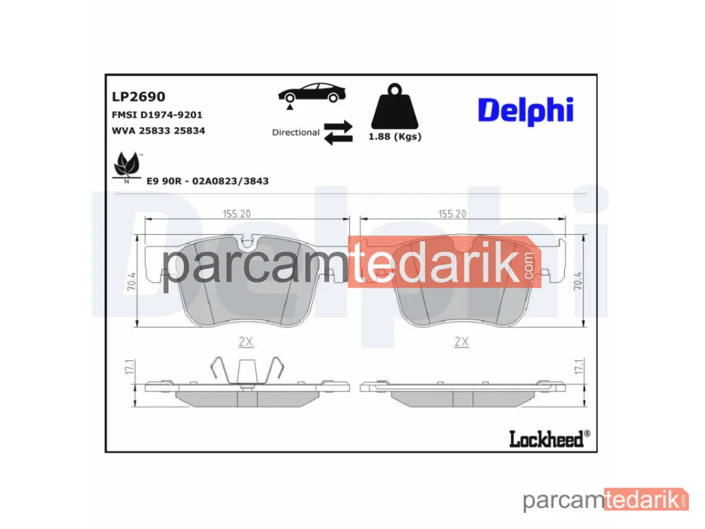 DELPHI LP2690 | Fren Balatası — Citroën C4 GRAND Picasso II, Citroën C4 Picasso I MPV, Citroën C4 Picasso II