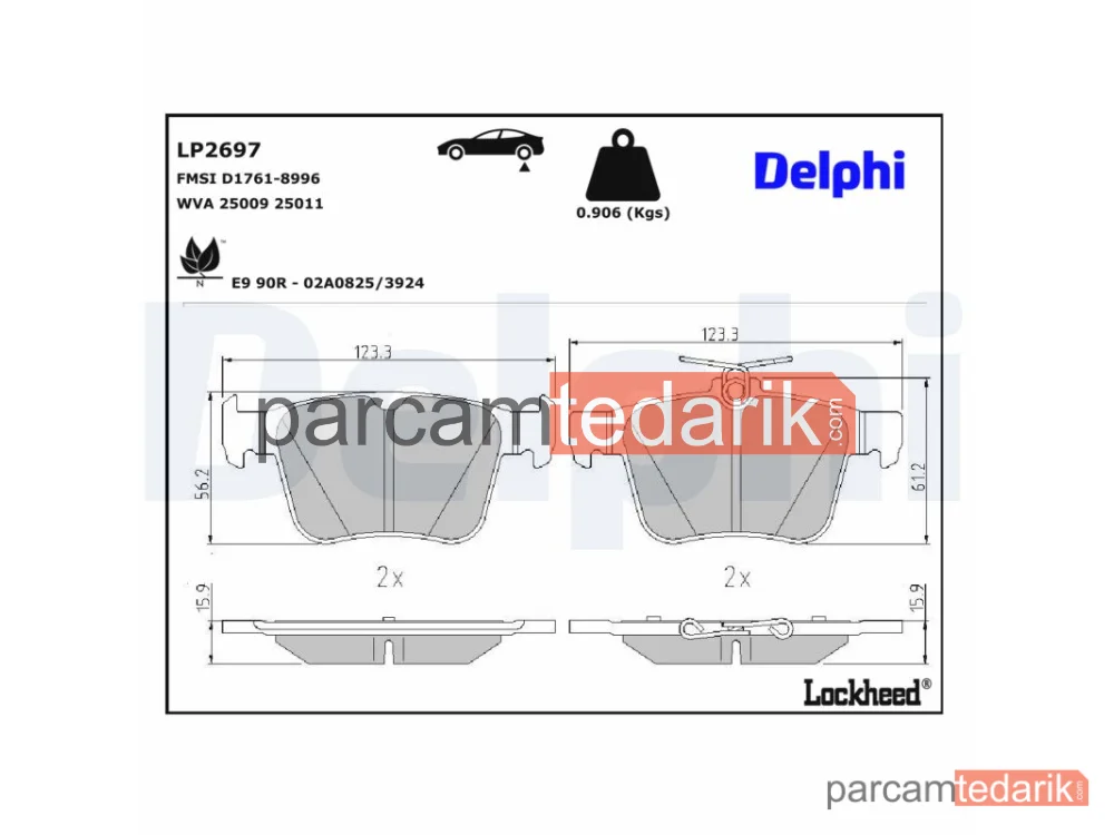 DELPHI LP2697 | Fren Balatası — Audi A3, Audi A3 Cabrio, Audi A3 Limousine