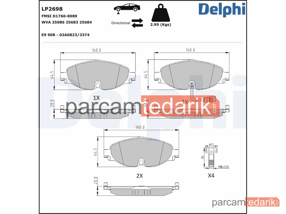 LP2698 | Fren Balatası — Audi A3, Audi A3 Cabrio, Audi A3 Limousine
