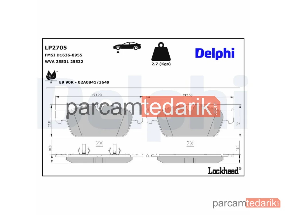 LP2705 | Fren Balatası — Mercedes-Benz GLE, Mercedes-Benz GLE Coupe, Mercedes-Benz GLS