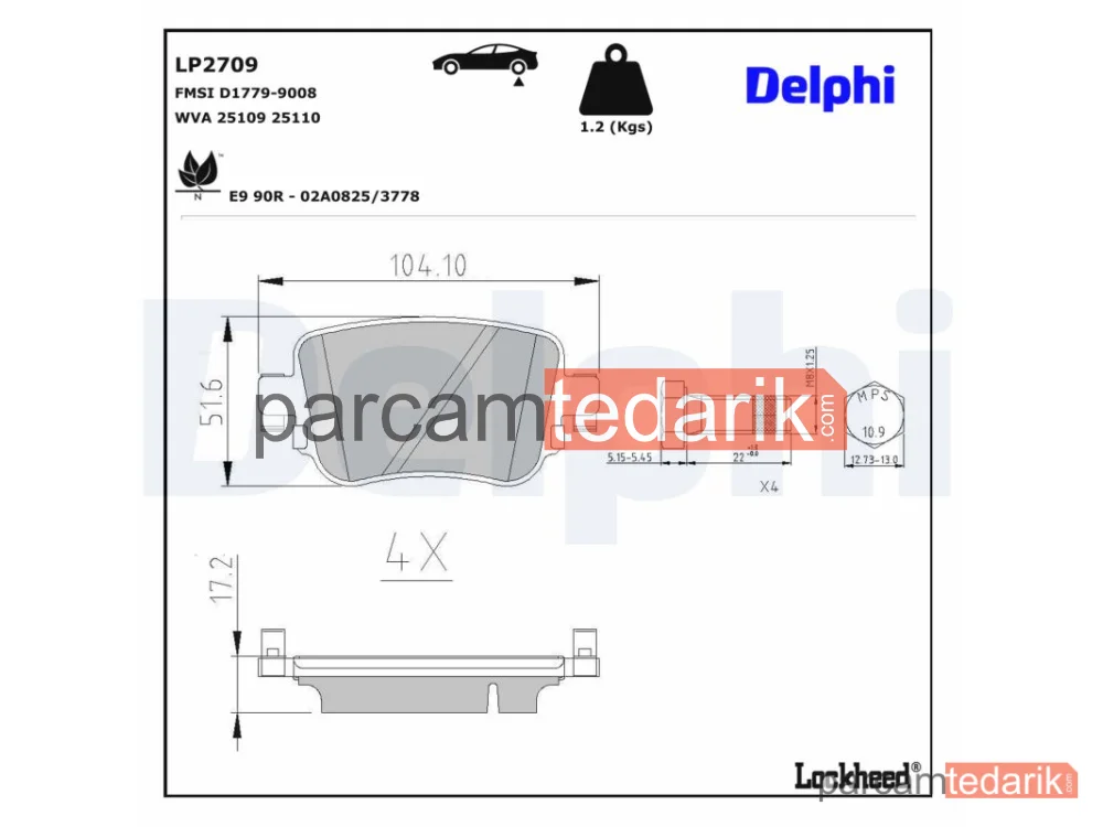 DELPHI LP2709 | Fren Balatası — Audi A1, Audi A1 Sportback, Audi Q3