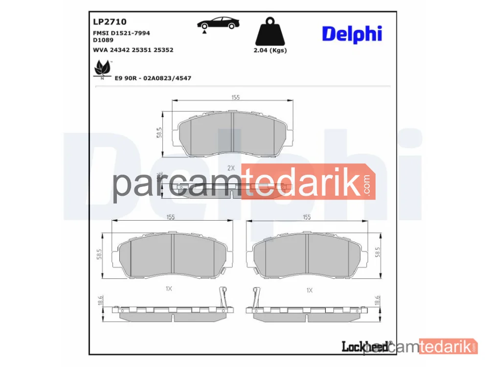 DELPHI LP2710 | Fren Balatası — Great WALL Hover H6, Honda CR-V IV