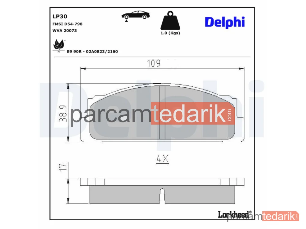 DELPHI LP30 | Fren Balatası — Fiat 124, Fiat 124 Coupe, Fiat 124 Familiare