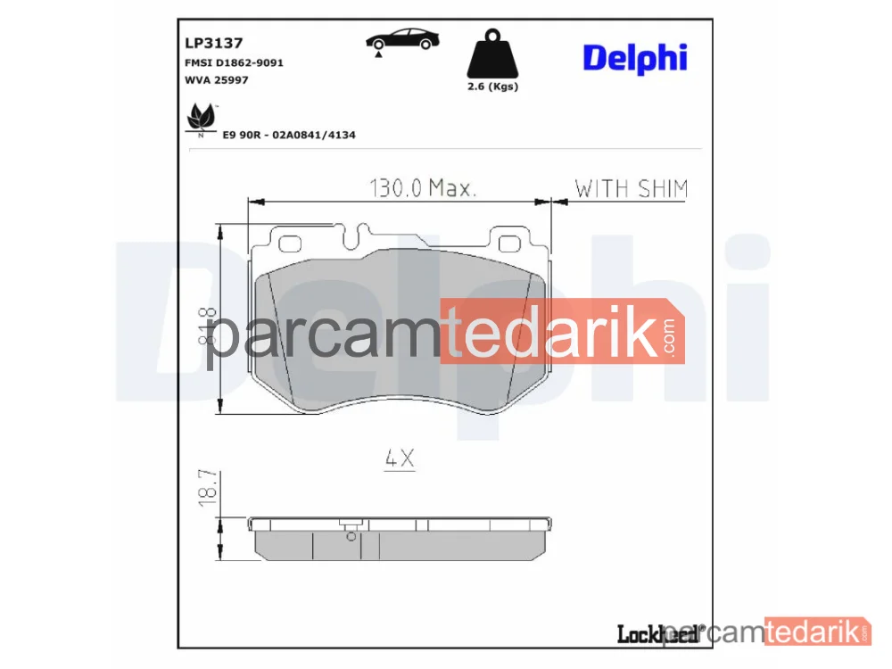 DELPHI LP3137 | Fren Balatası — Mercedes-Benz C-Serisi, Mercedes-Benz C-Serisi Cabrio, Mercedes-Benz C-Serisi Coupe