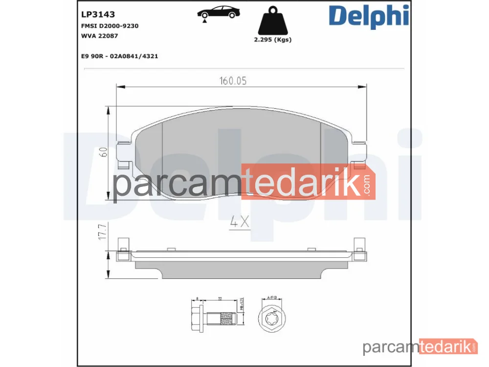 Fren Balatası — Fiat Talento Minibüs/Otobüs, Fiat Talento Panelvan/Van, Fiat Talento Platform şasi - LP3143