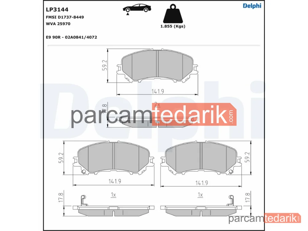DELPHI LP3144 | Fren Balatası — Nissan Qashqai II, Renault Kadjar