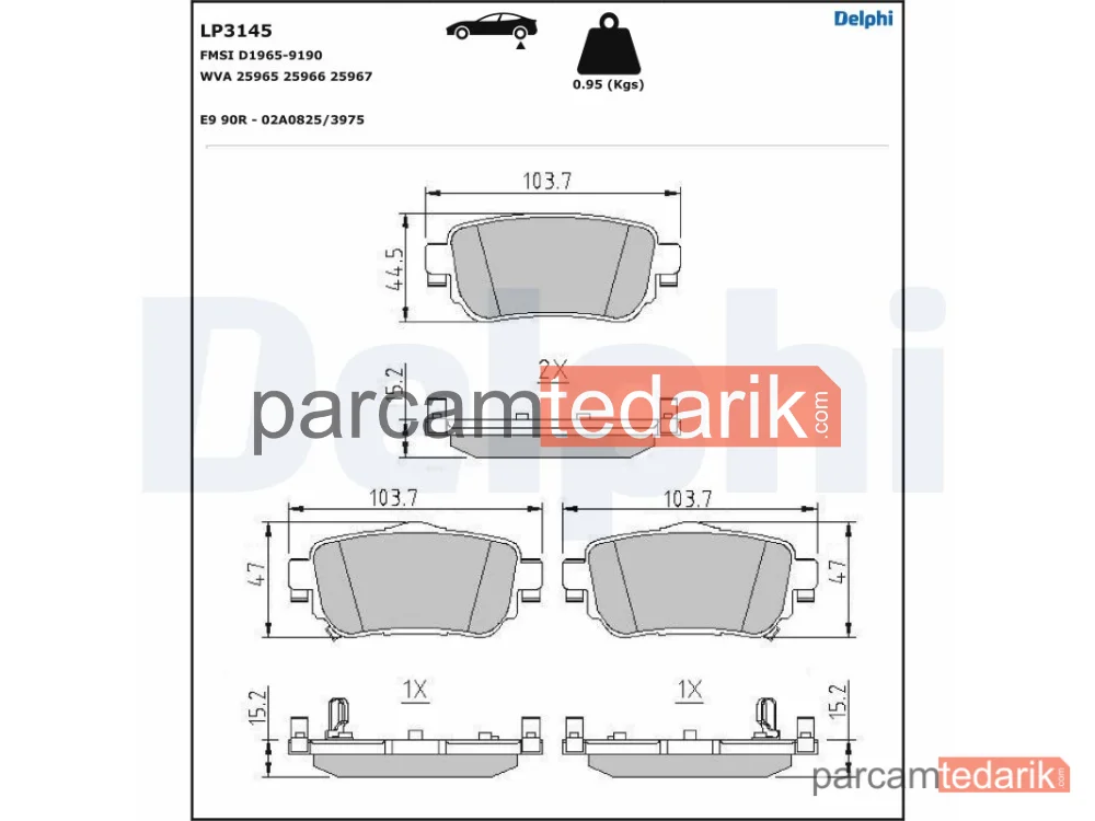 DELPHI LP3145 | Fren Balatası — Nissan Qashqai II, Nissan X-Trail III, Renault Kadjar