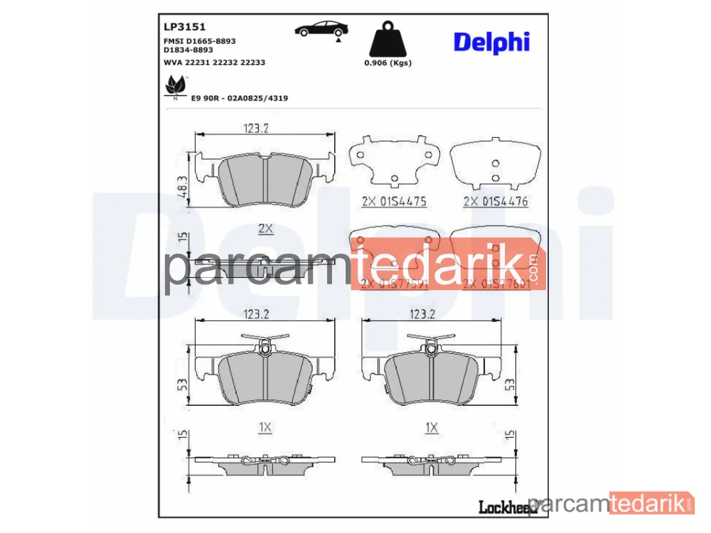 DELPHI LP3151 | Fren Balatası — Ford Mondeo V Hatchback, Ford Mondeo V Sedan, Ford Mondeo V Turnier