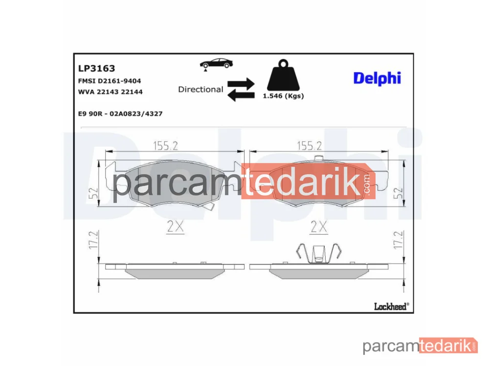 DELPHI LP3163 | Fren Balatası — Opel Corsa E, Opel Corsa E Kasa/eğik Arka
