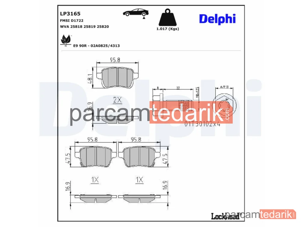 DELPHI LP3165 | Fren Balatası — Opel ADAM, Opel Corsa E, Opel Corsa E Kasa/eğik Arka