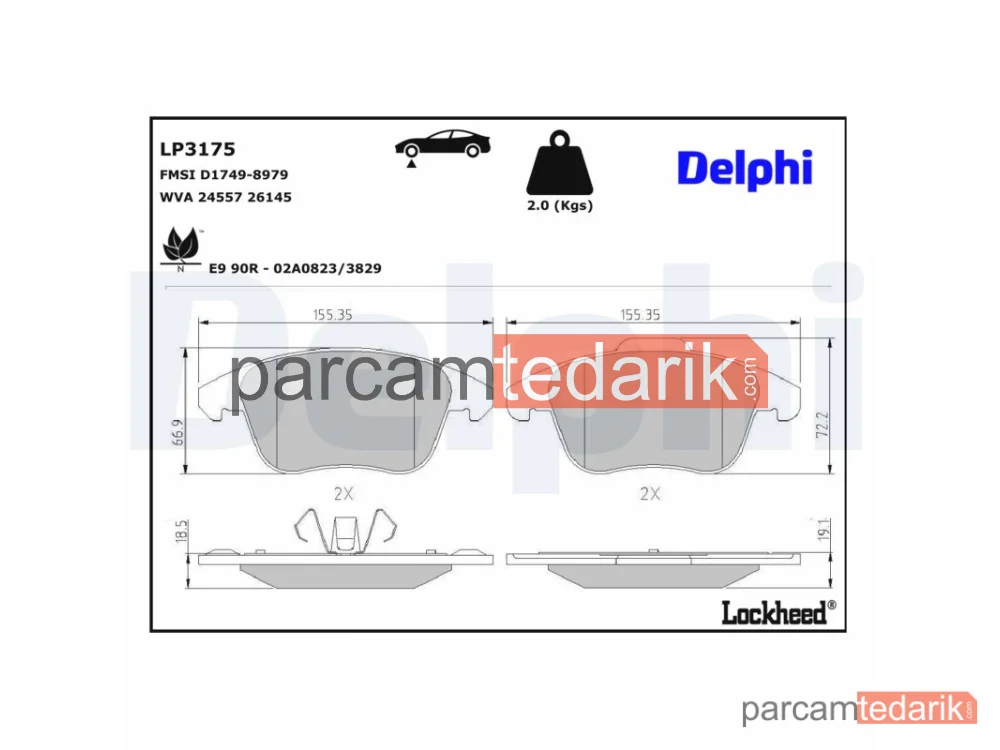 DELPHI LP3175 | Fren Balatası — Citroën C4 Coupe, Citroën C4 I, Citroën C4 III