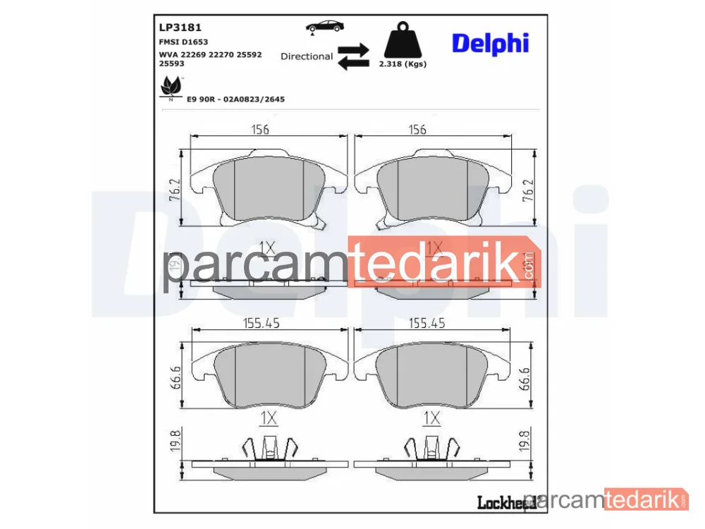 DELPHI LP3181 | Fren Balatası — Ford Galaxy III, Ford Galaxy MK III Van, Ford Mondeo V Hatchback